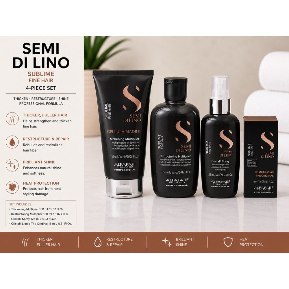 Alfaparf Semi Di Lino Sublime Fine Hair Multipliers Spray Oil Set